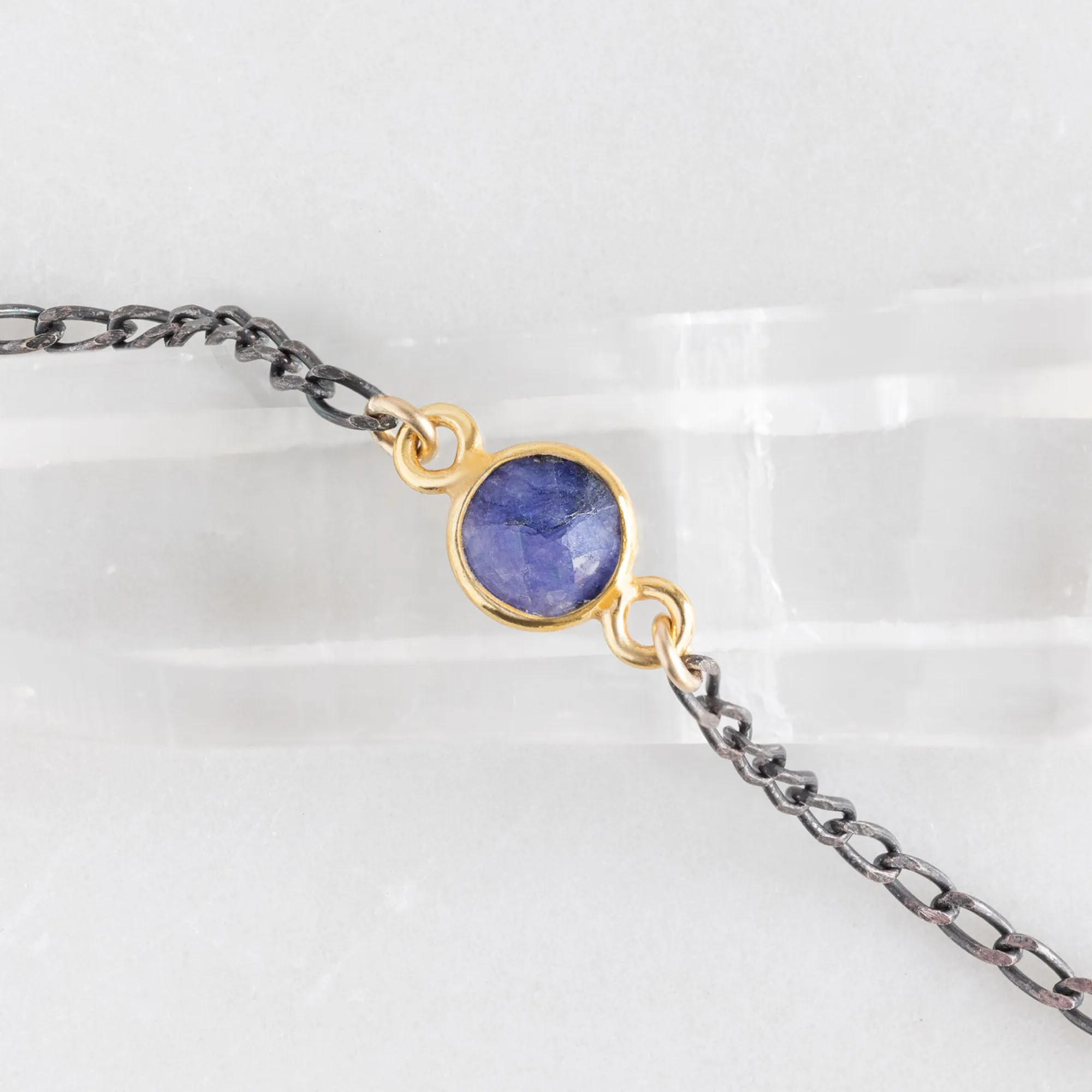The Asymmetrical Blue Sapphire Necklace | Sterling Silver