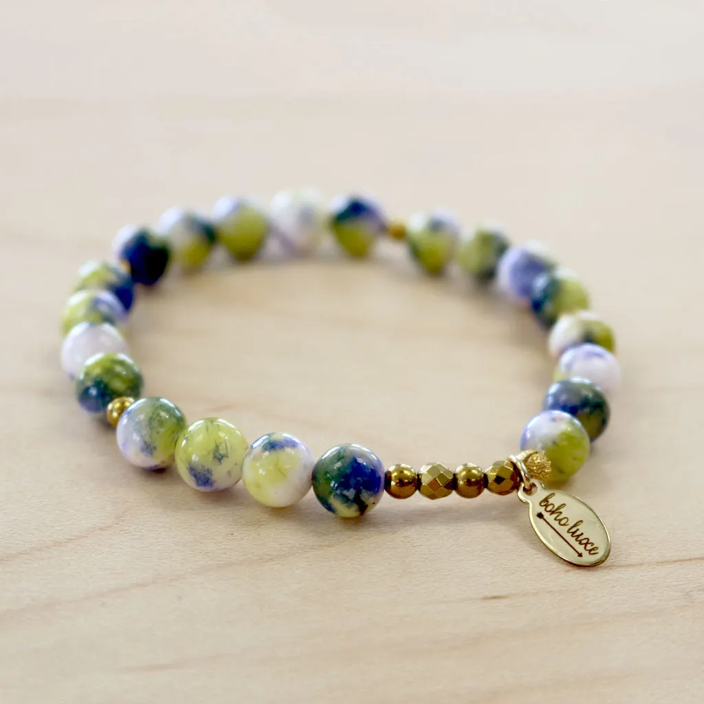 The Krysten - Green Marble Jade Bracelet