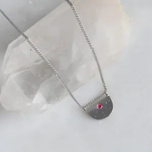 The Ruby Half Moon Stardust Necklace | Sterling Silver