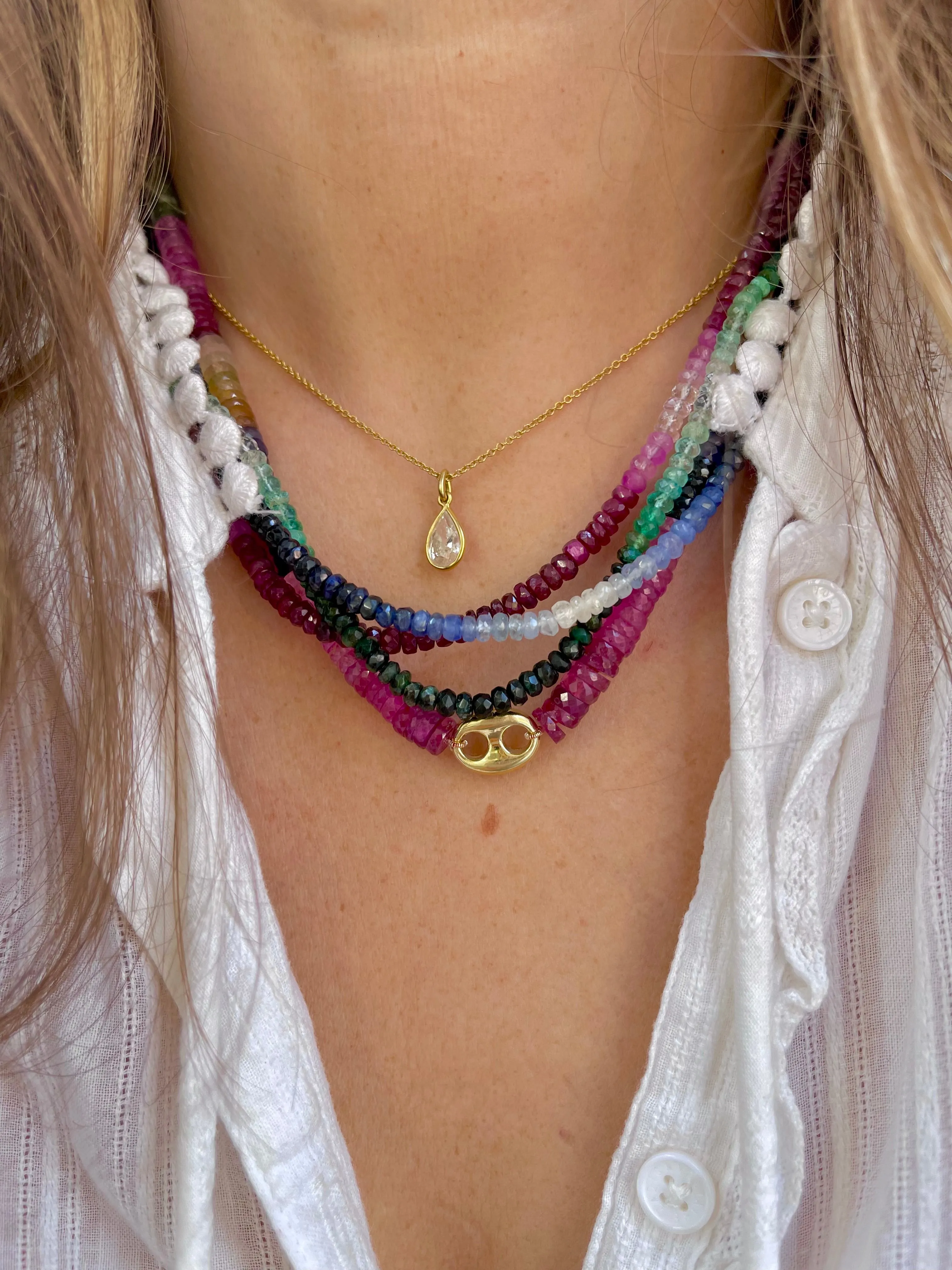 TIE DYE SAPPHIRE BEADED GEMSTONE NECKLACE