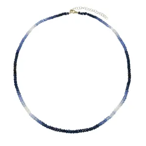 TIE DYE SAPPHIRE BEADED GEMSTONE NECKLACE