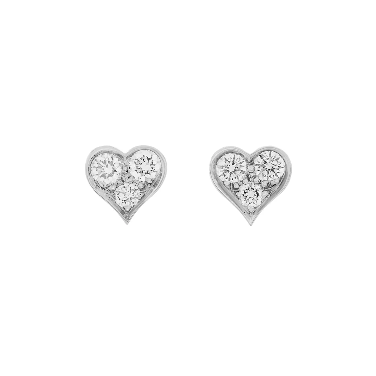 Tiffany & Co. 950 Platinum Diamond Heart Stud Earrings