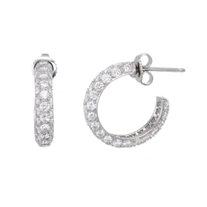 Tiffany & Co Etoile Hoop Earrings Pave 3 Row Diamond Platinum