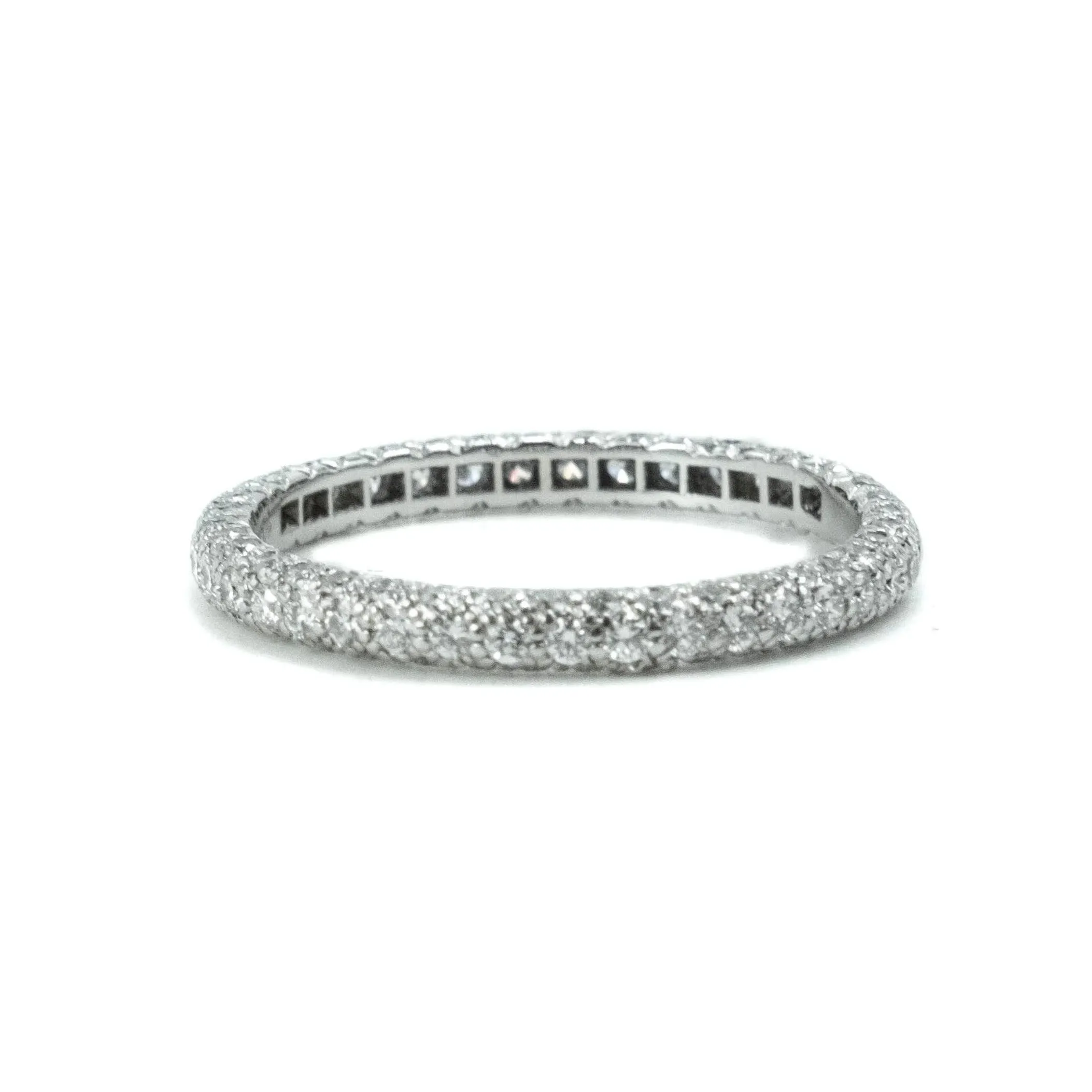 Tiffany & Co Etoile Three - Row Platinum & 1.40ct Diamond Band Ring Size : L