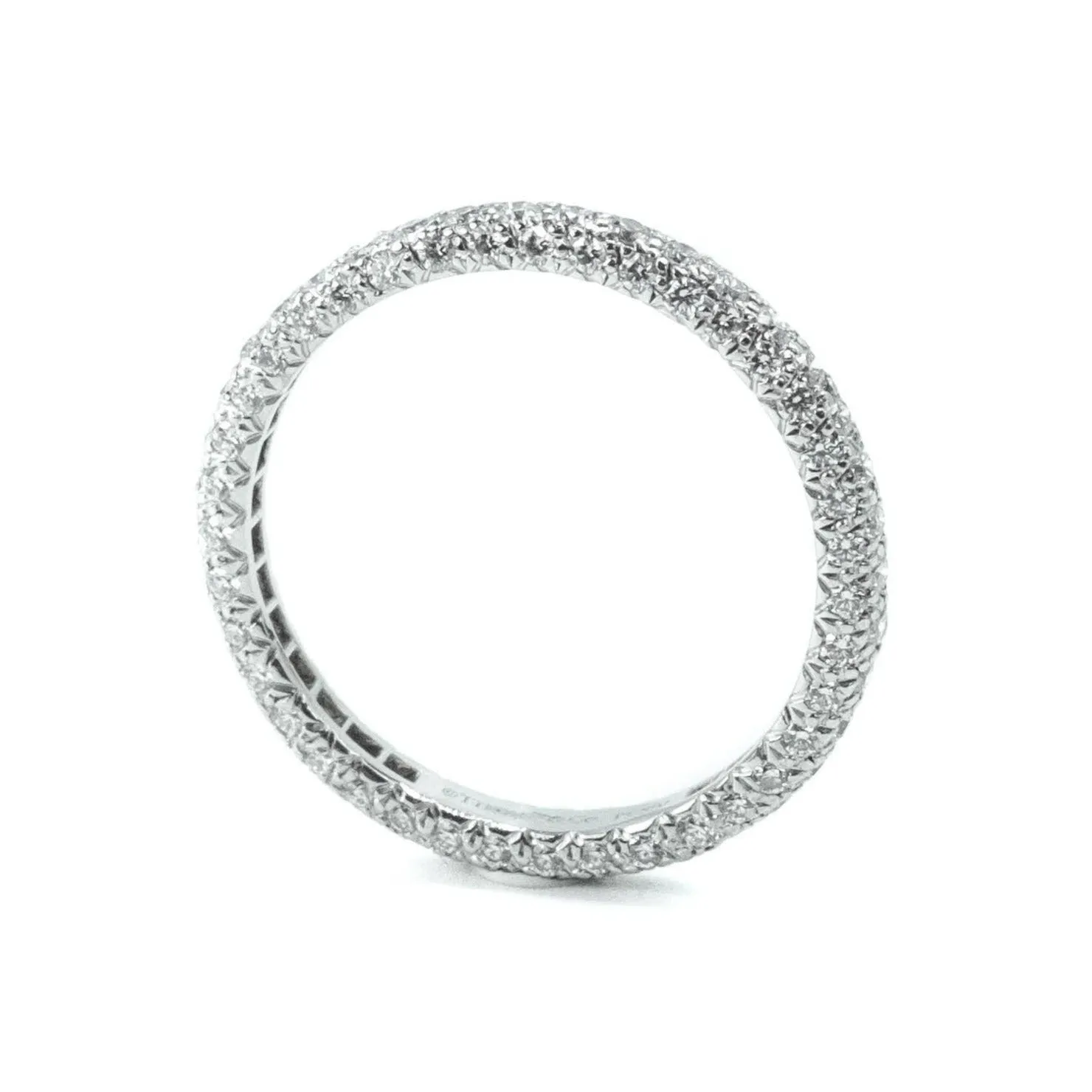 Tiffany & Co Etoile Three - Row Platinum & 1.40ct Diamond Band Ring Size : L