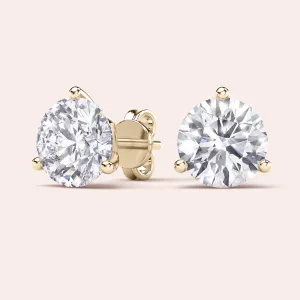TIMELESS THREE PRONG MARTINI DIAMOND STUD EARRINGS