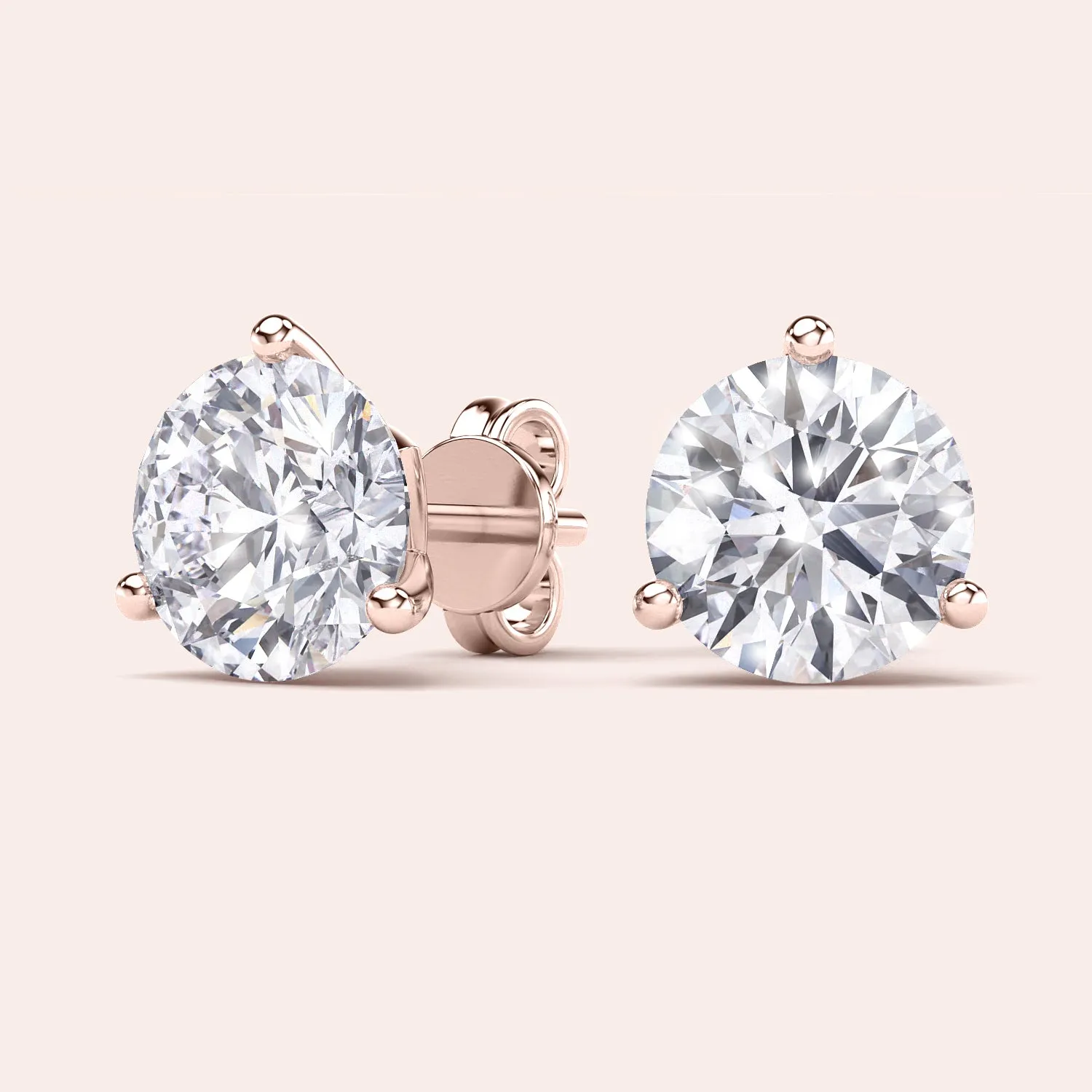 TIMELESS THREE PRONG MARTINI DIAMOND STUD EARRINGS