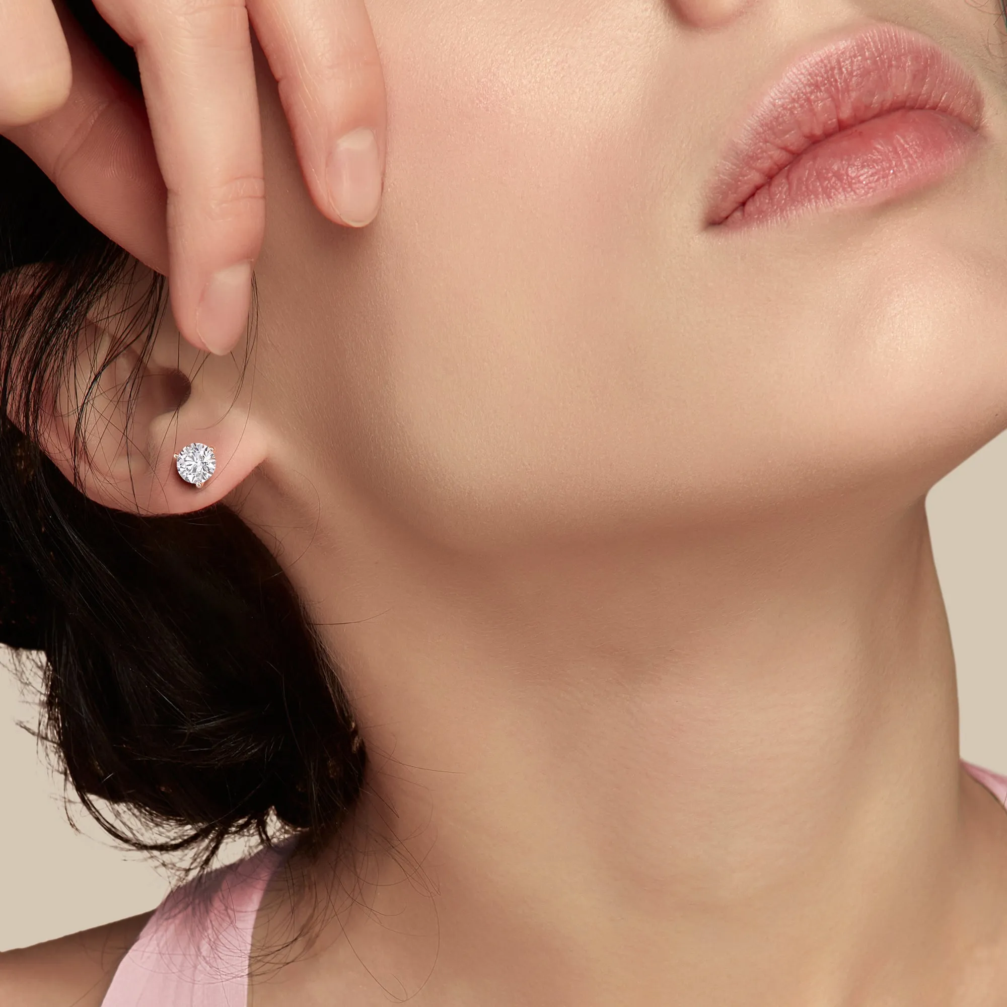 TIMELESS THREE PRONG MARTINI DIAMOND STUD EARRINGS