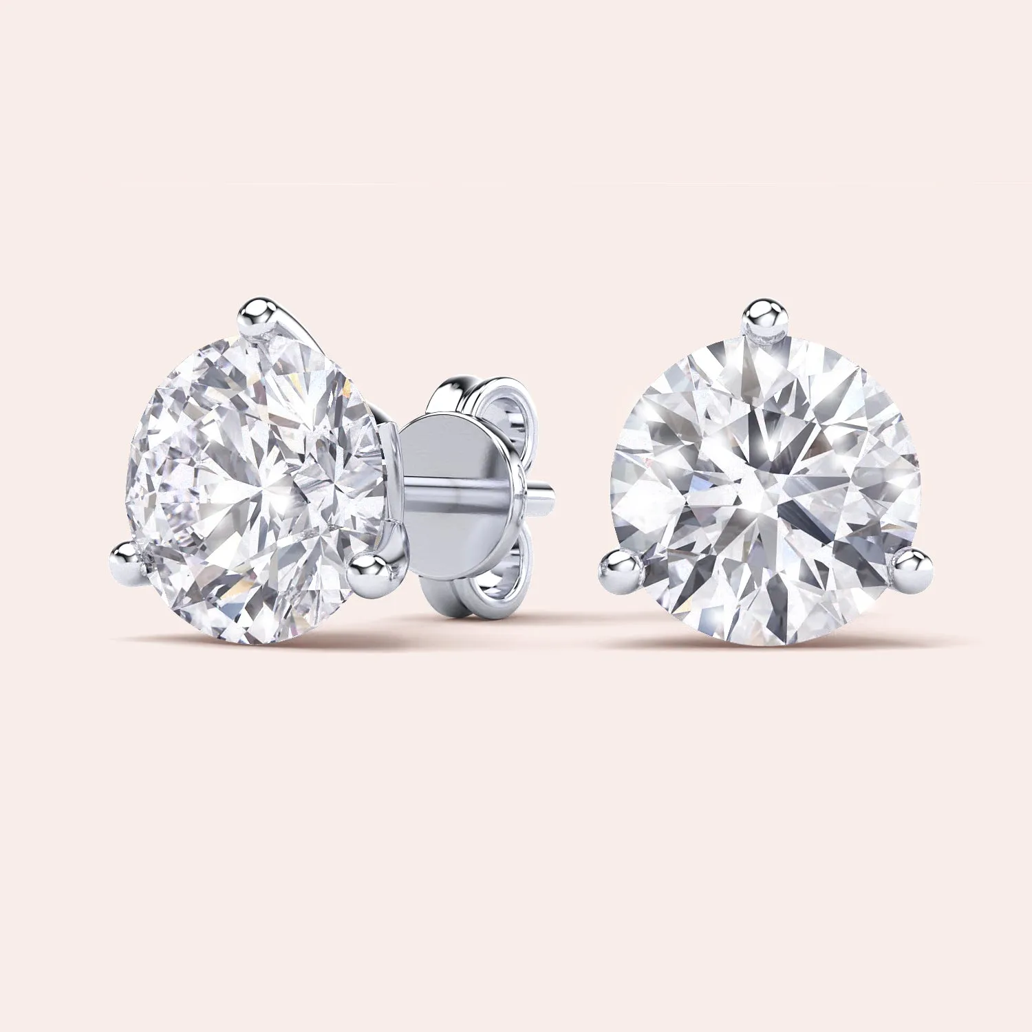 TIMELESS THREE PRONG MARTINI DIAMOND STUD EARRINGS
