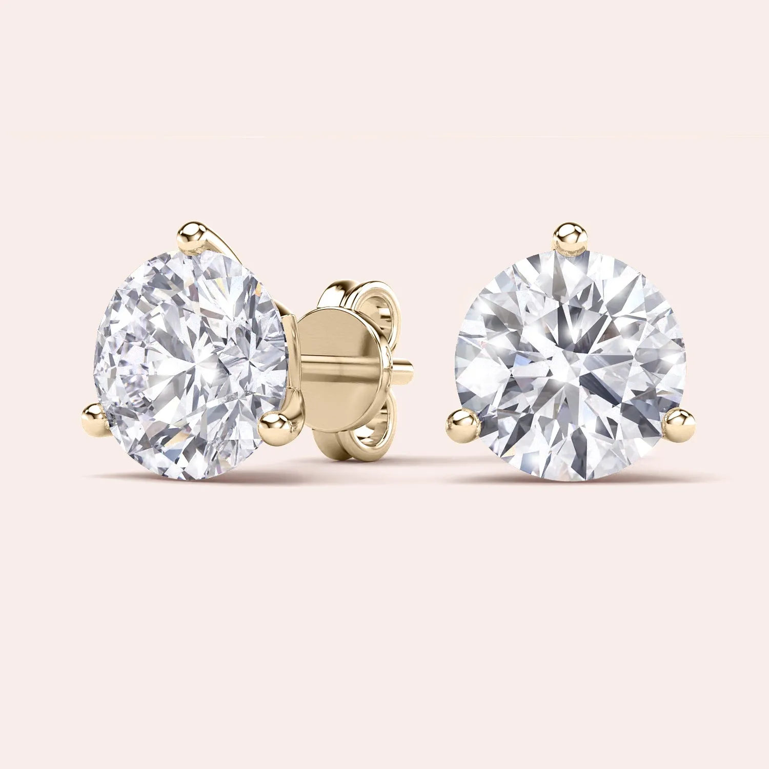 TIMELESS THREE PRONG MARTINI DIAMOND STUD EARRINGS