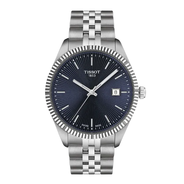 Tissot T-Classic Silver Stainless Steel Blue Dial Quartz Watch for Gents - T156.410.11.041.00