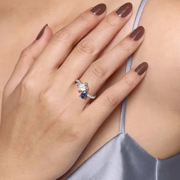 Toi et Moi Sapphire and Diamond Engagement Ring Mounting