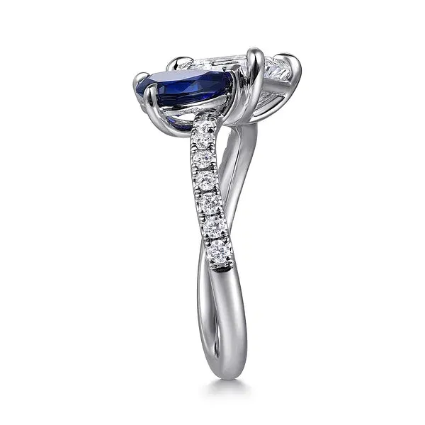 Toi et Moi Sapphire and Diamond Engagement Ring Mounting