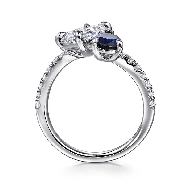 Toi et Moi Sapphire and Diamond Engagement Ring Mounting