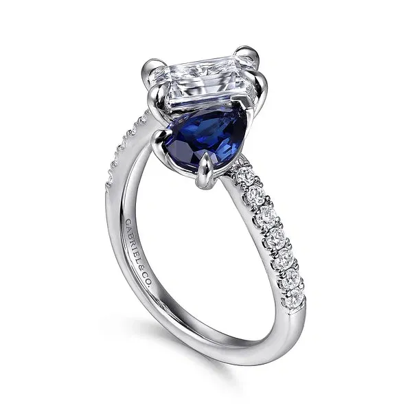 Toi et Moi Sapphire and Diamond Engagement Ring Mounting