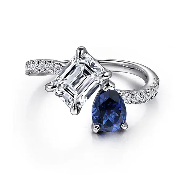 Toi et Moi Sapphire and Diamond Engagement Ring Mounting