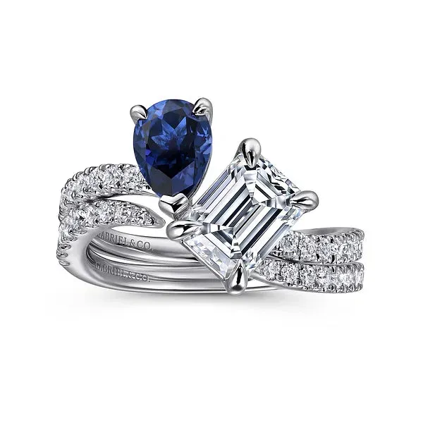Toi et Moi Sapphire and Diamond Engagement Ring Mounting