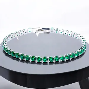 Tory –  emerald  18K silver plated CZ tennis bracelet
