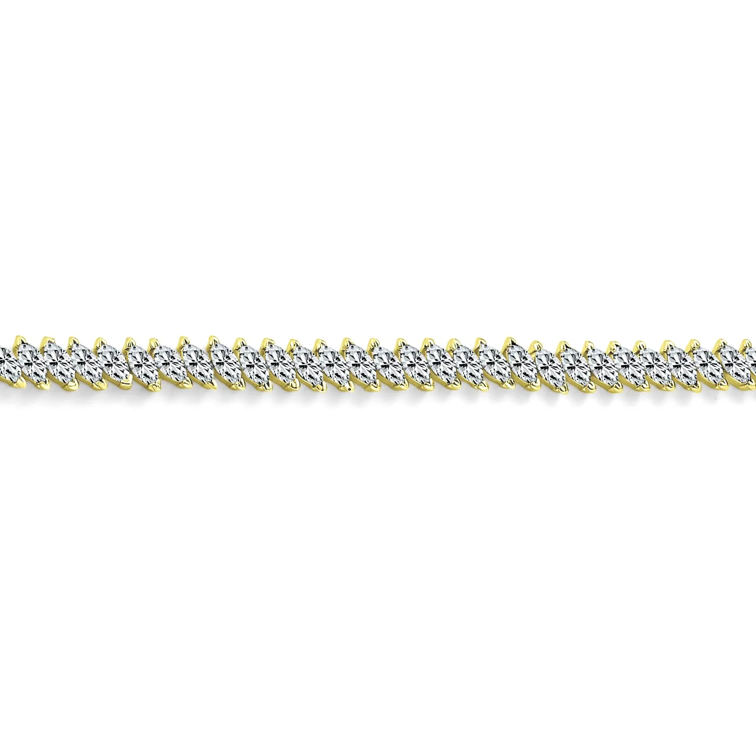 Traditional Bridal Vintage Style CZ Marquise Tennis Bracelet 14K Gold 7 Inch