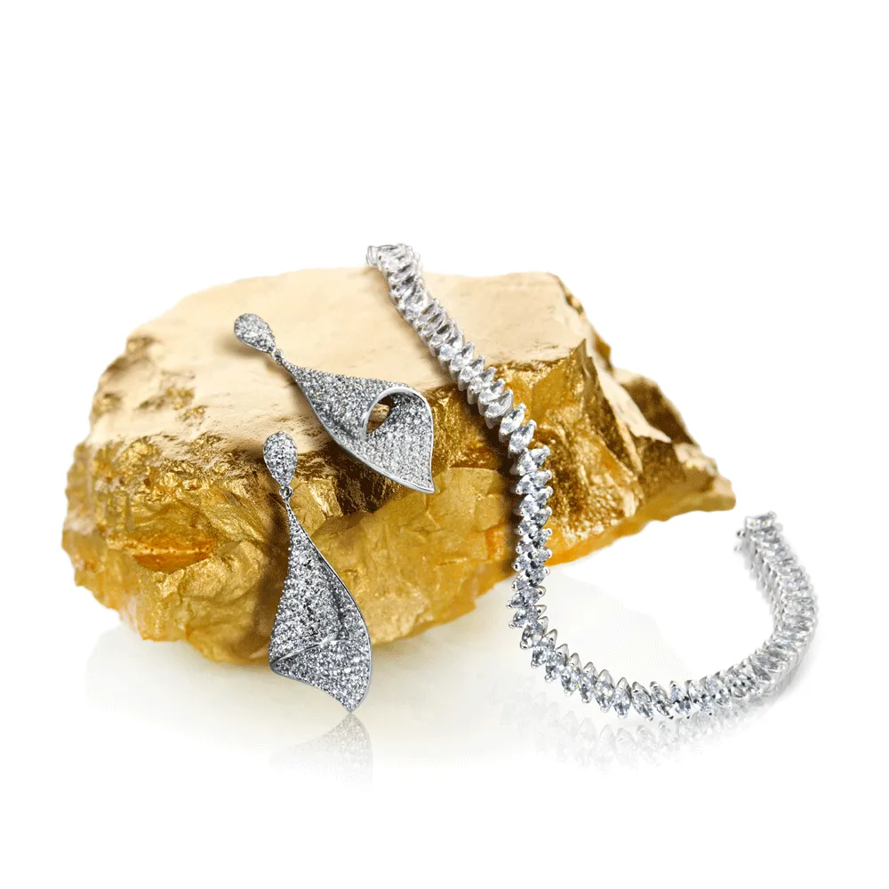 Traditional Bridal Vintage Style CZ Marquise Tennis Bracelet 14K Gold 7 Inch