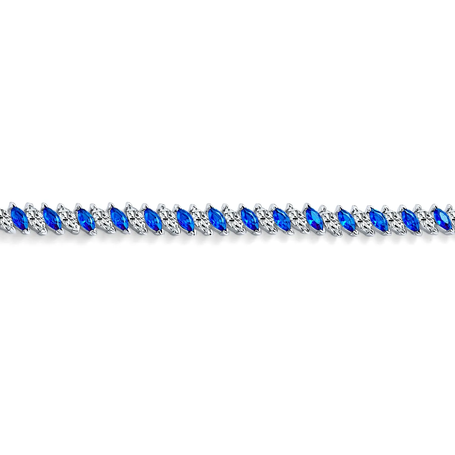 Traditional Bridal Vintage Style CZ Marquise Tennis Bracelet 14K Gold 7 Inch