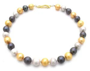 Tricolor Pearl Collar Necklace
