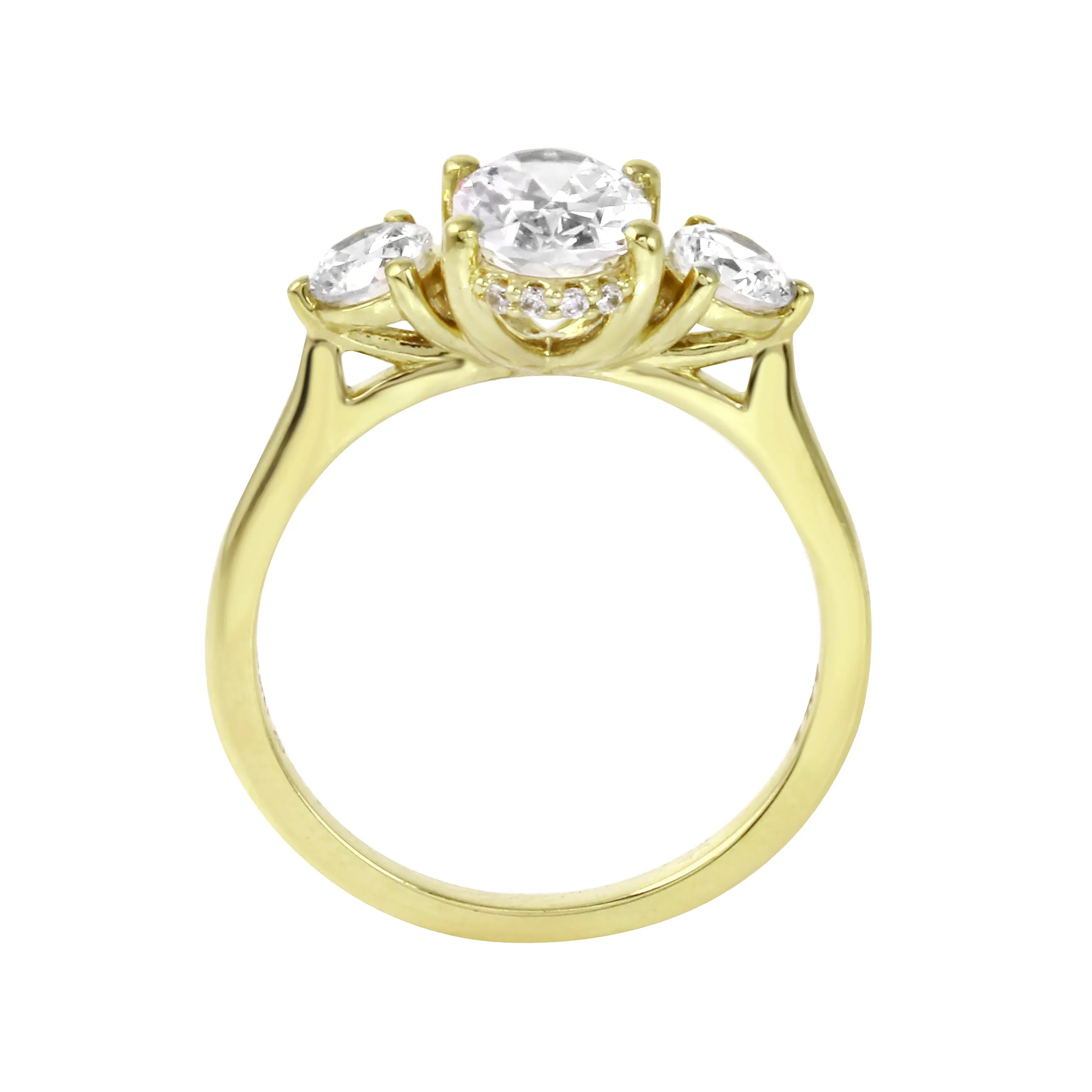 Trio Oval and Round Diamond Engagement Ring Setting