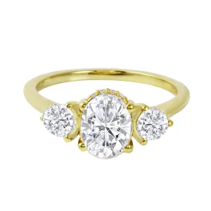 Trio Oval and Round Diamond Engagement Ring Setting