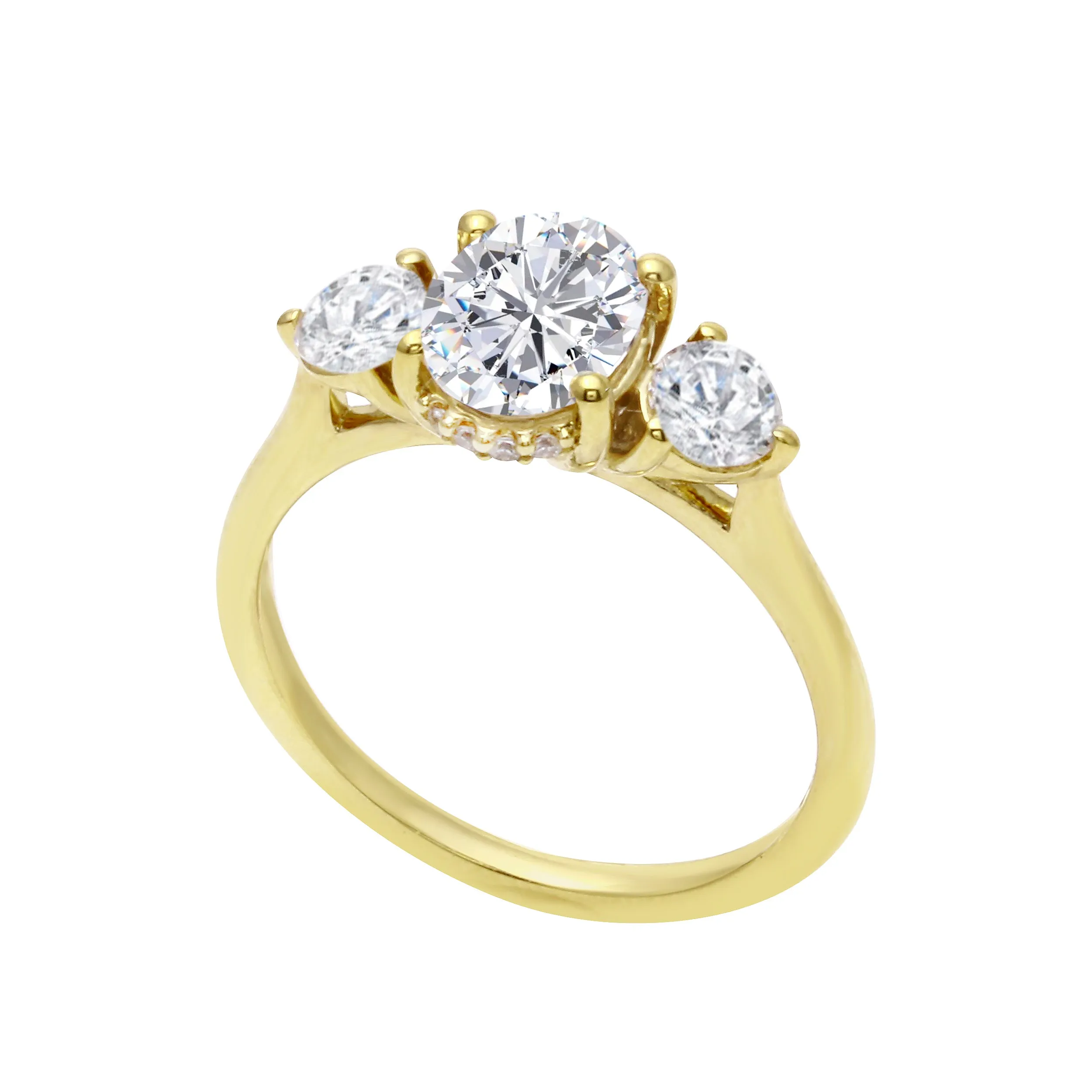 Trio Oval and Round Diamond Engagement Ring Setting