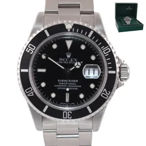 TRITIUM Rolex Submariner 16610 40MM Steel Black Date pre ceramic 40mm Watch Box