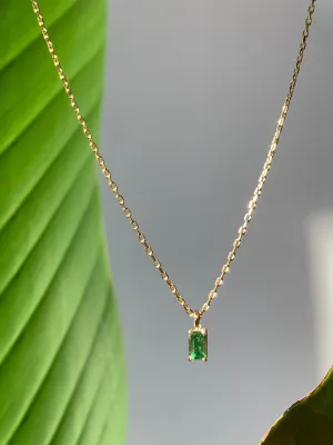 Tsavorite Baguette Cut Gem Necklace
