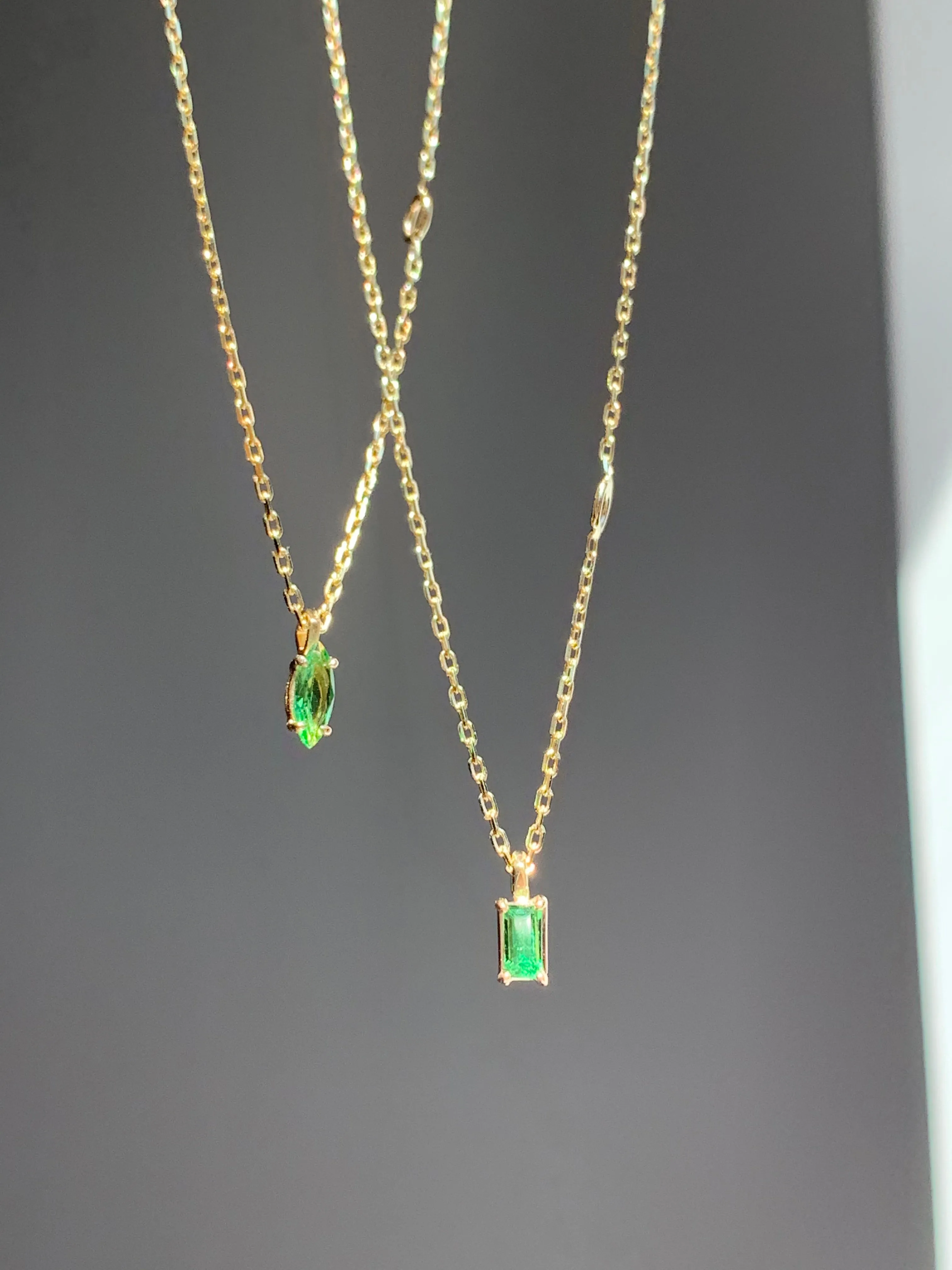 Tsavorite Baguette Cut Gem Necklace