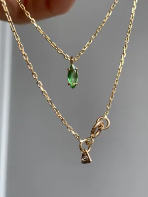 Tsavorite Marquise cut gem necklace