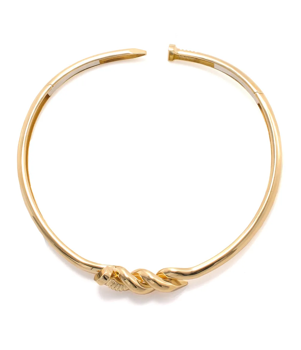 Twisted Nail Collar, Polished 18K Gold