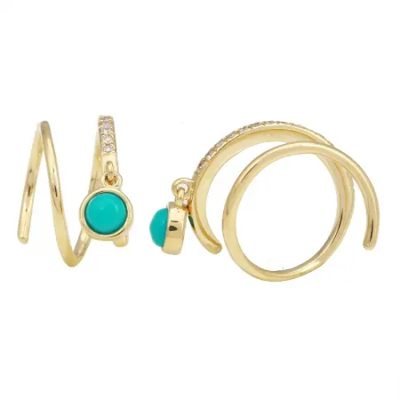 TWISTED SISTERS SPIRAL EARRINGS -TURQUOISE AND DIAMOND