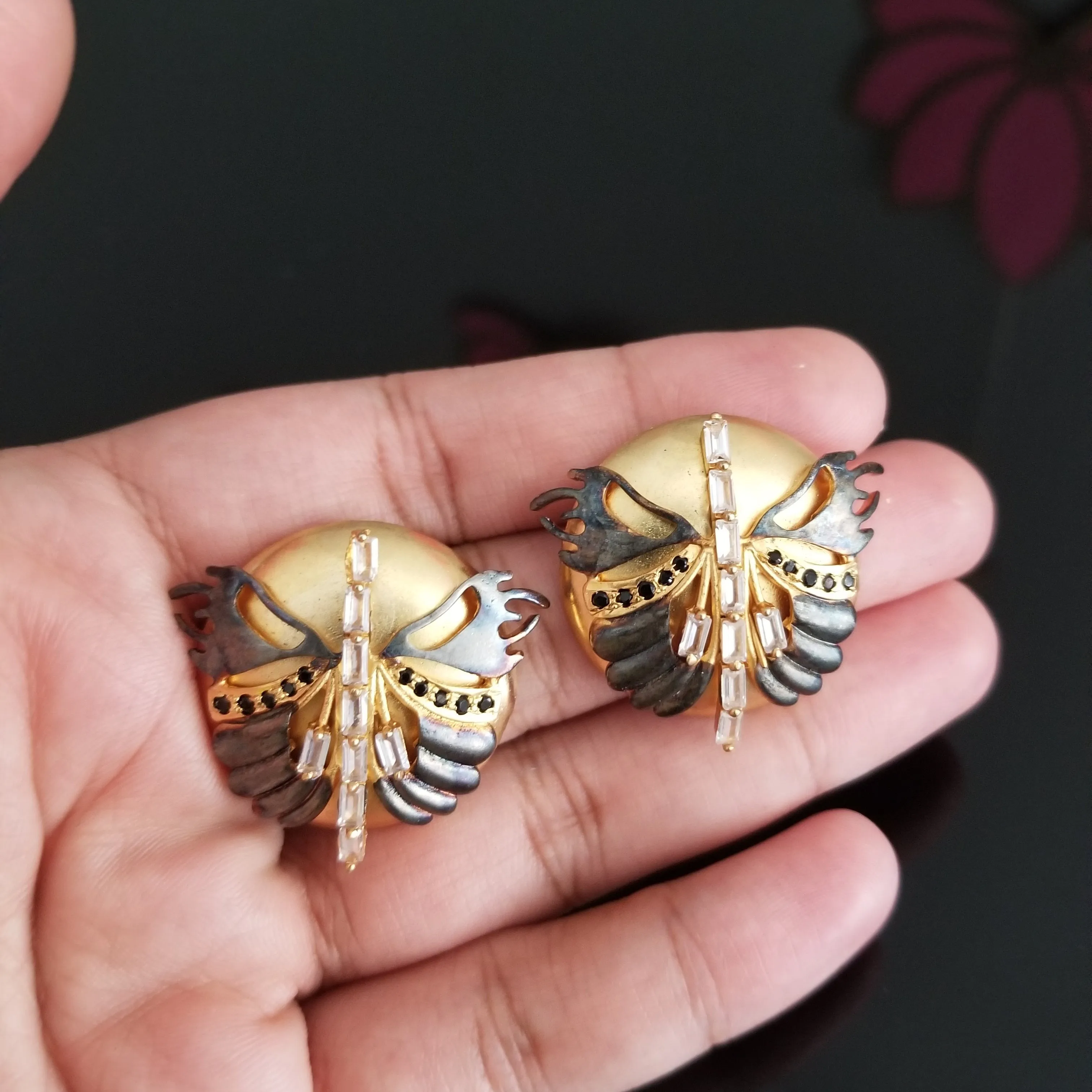 Two Tone Butterfly studs