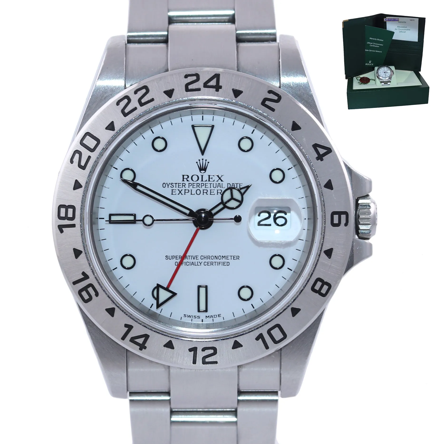 UNPOLISHED 2005 PAPERS Rolex Explorer II 40mm White 16570 Polar Oyster Watch Box