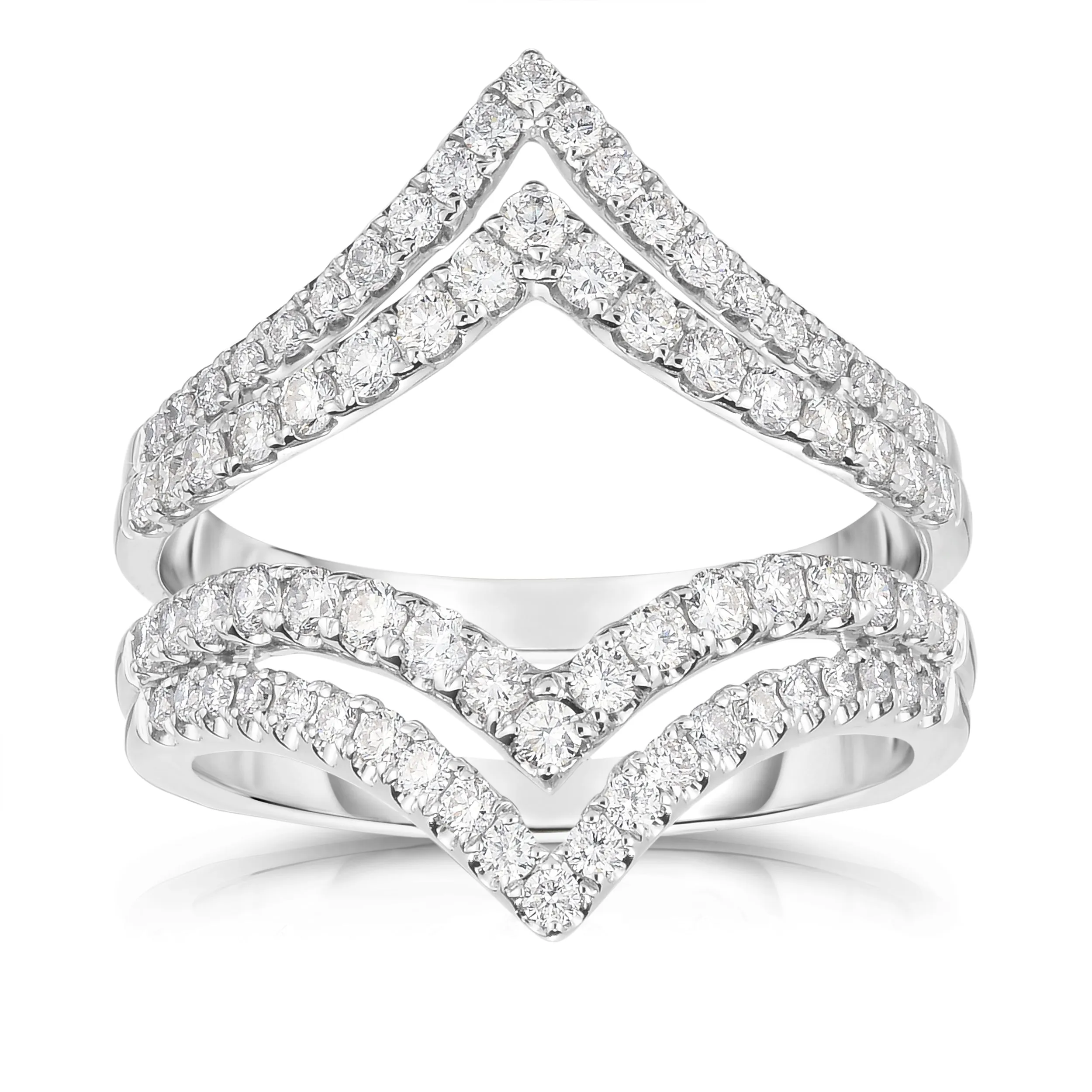 V-Shaped Double Row Band with Split Prong Diamonds