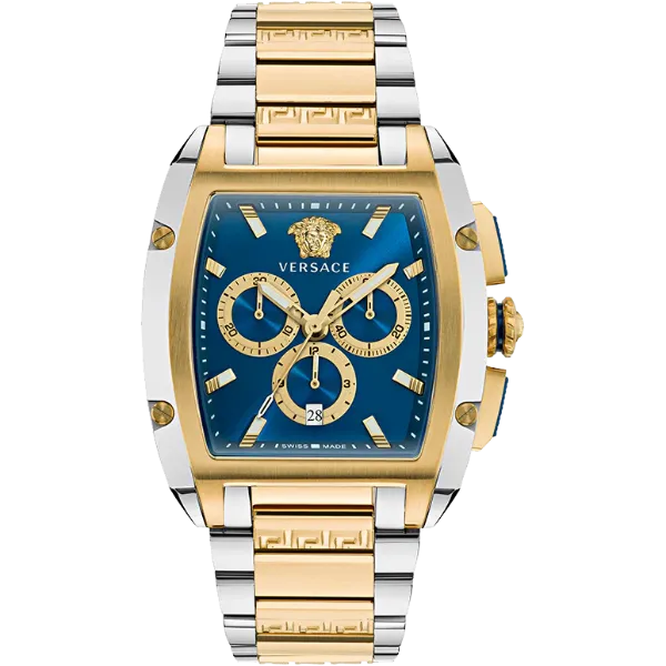 Versace Dominus Two-tone Stainless Steel Blue Dial Chronograph Quartz Watch for Gents - VE6H00723