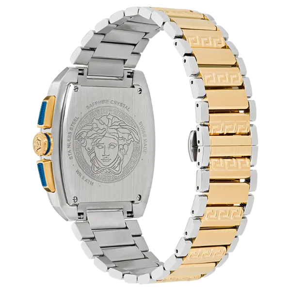 Versace Dominus Two-tone Stainless Steel Blue Dial Chronograph Quartz Watch for Gents - VE6H00723