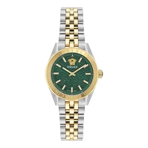 Versace V-Code Two-tone Stainless Steel Green Dial Quartz Watch for Ladies - VE8I00424