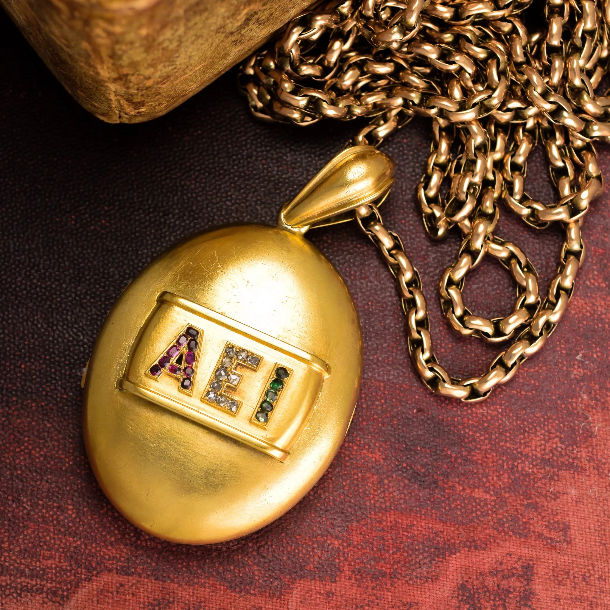 Victorian 18k Gold "AEI" Oval Locket