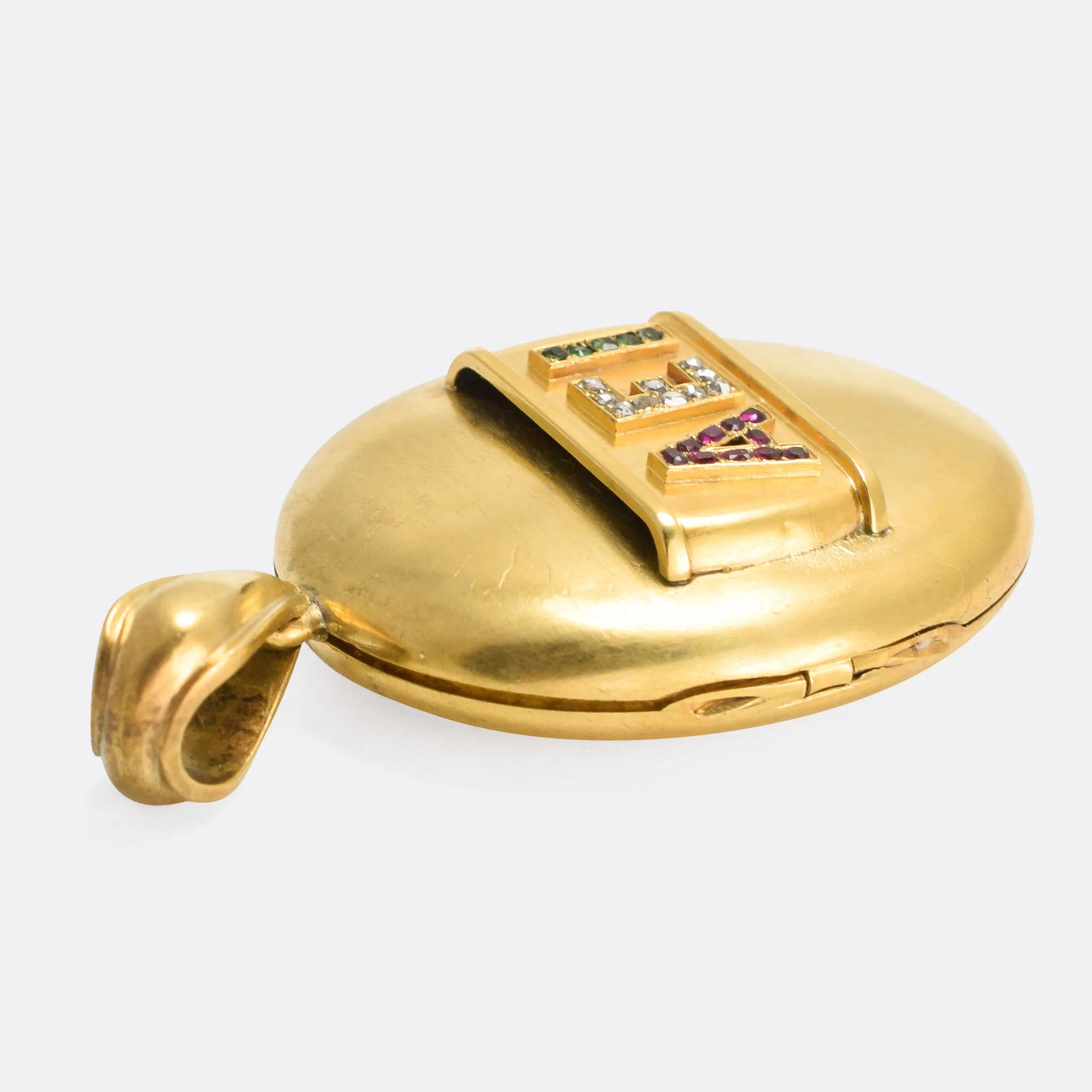 Victorian 18k Gold "AEI" Oval Locket