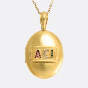 Victorian 18k Gold "AEI" Oval Locket