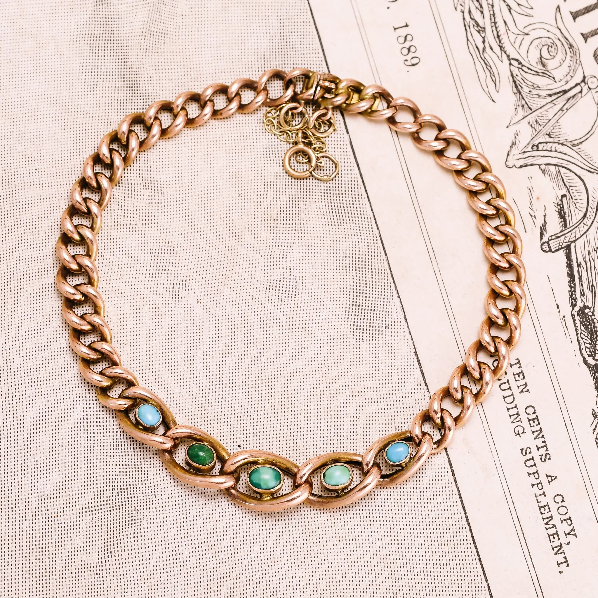 Victorian Turquoise Curb-Link Bracelet