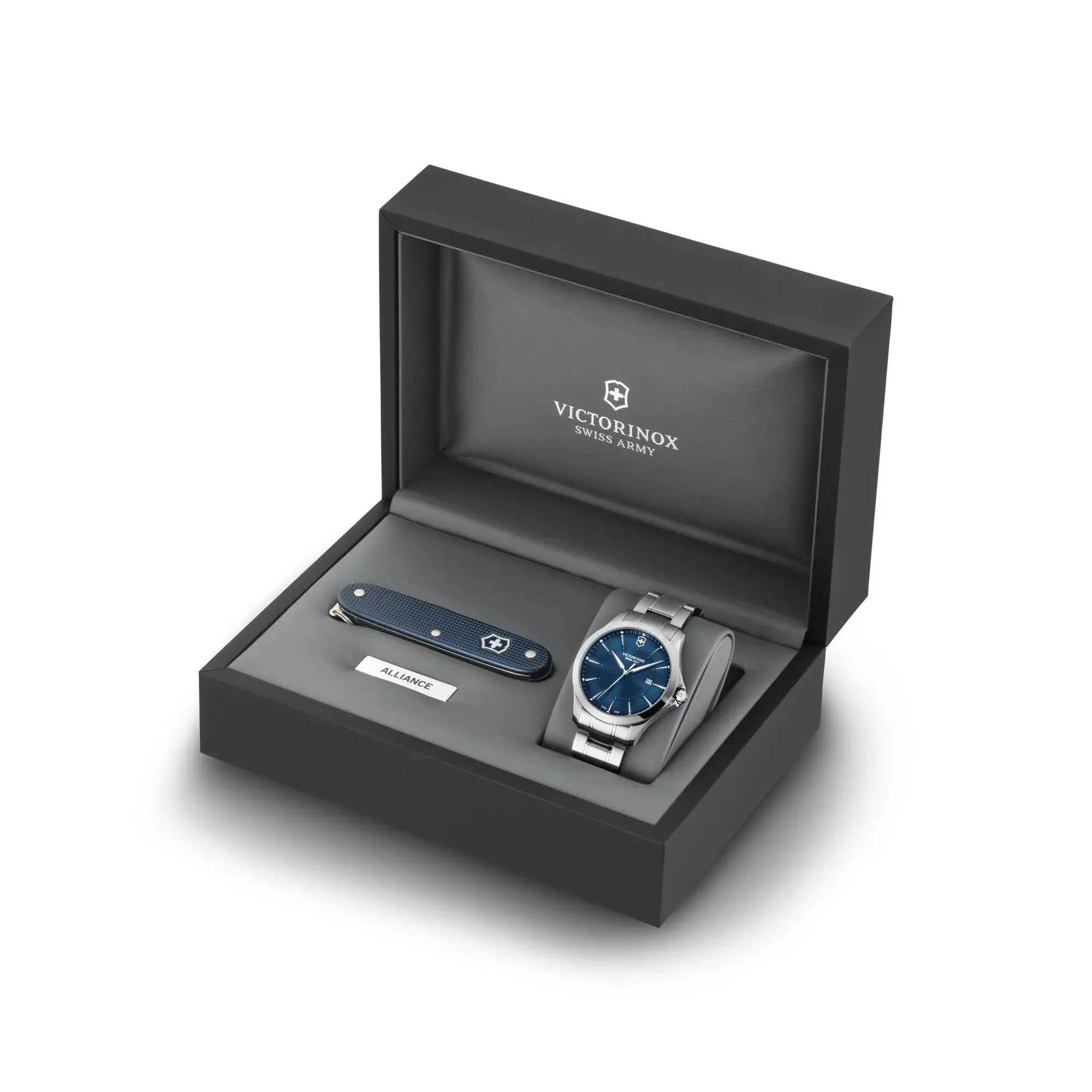 Victorinox Alliance 40 Blue Dial  Men's Watch With Swiss Army Knife Set