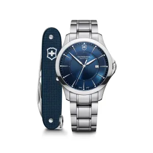 Victorinox Alliance 40 Blue Dial  Men's Watch With Swiss Army Knife Set