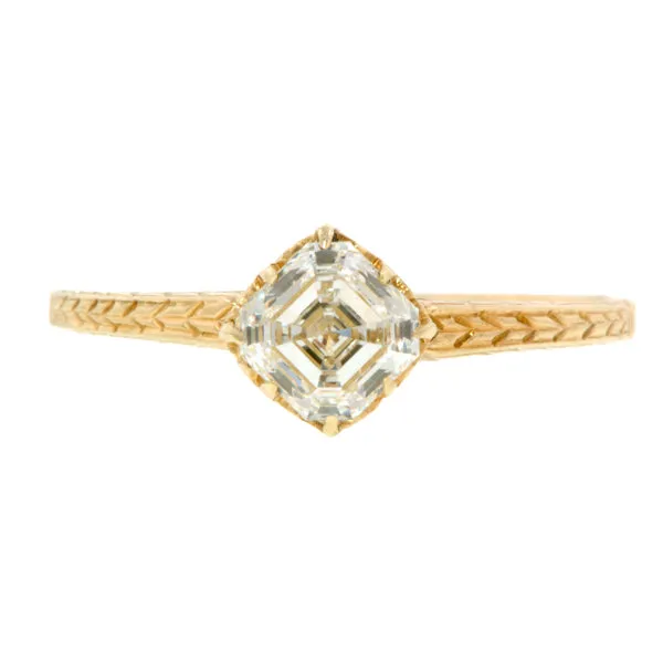 Vintage Assher Cut Engagement Ring, 0.76ct