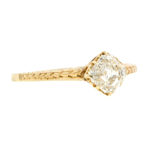 Vintage Assher Cut Engagement Ring, 0.76ct