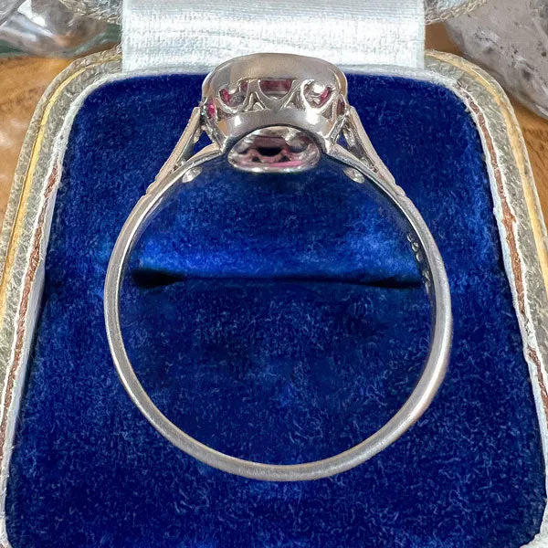 Vintage Diamond & Ruby Frame Ring, Old Mine 0.75ct.